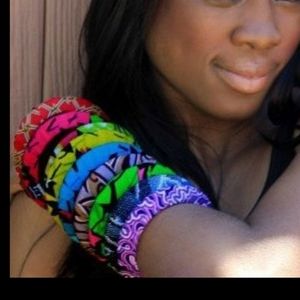 Saucer Shaped AFRICAN FABRIC BANGLE-SET OF 3